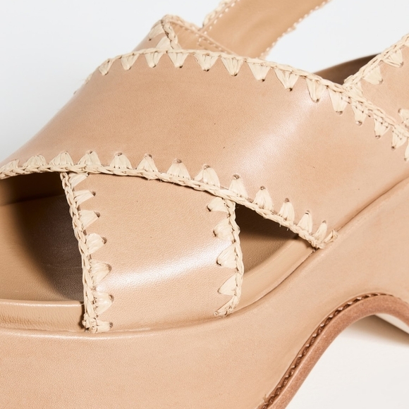 LOEFFLER RANDALL Mae Cross Strap Platform Sandals with Crochet Stitch Size 9B - Picture 2 of 12